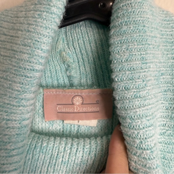 Vintage 90s Turquoise Turtleneck Sweater - Picture 3 of 4